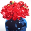 Peonie rosse nel vaso blu - 2015 - cm 100x100