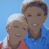 Alvaro e Paolino e i cuoricini - 2014, 100x100 cm